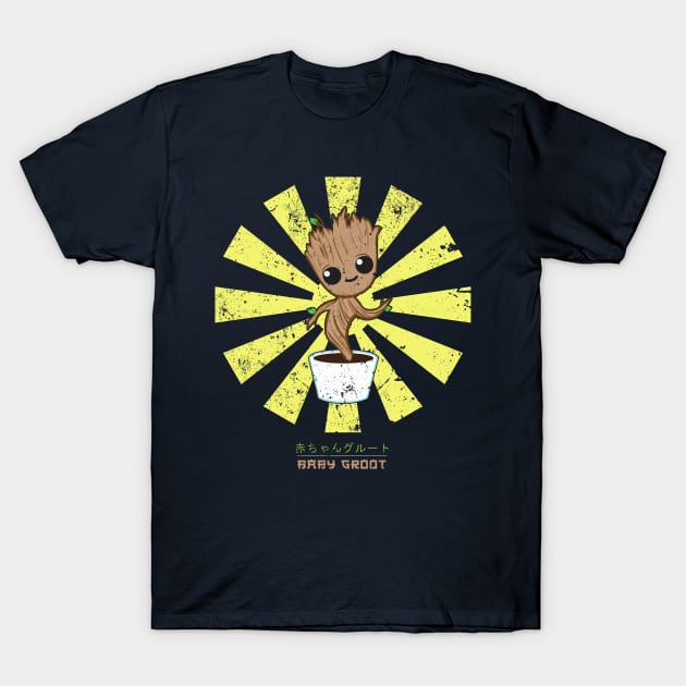 Baby Groot Retro Japanese Guardians Of The Galaxy T-Shirt by Nova5